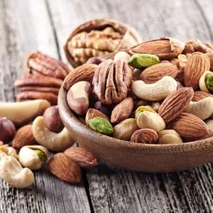 Nuts in a dish ready for a heart-healthy snack