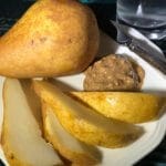 pear slices with almond butter make a tasty plant-based snack